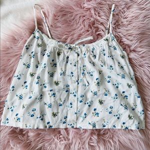 White top with blue flowers!